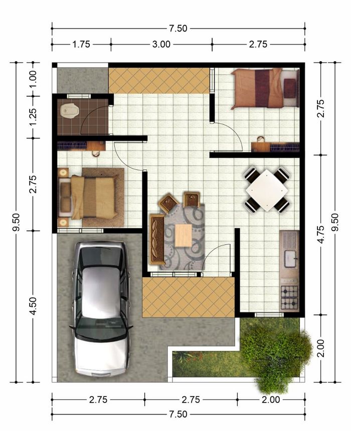 foto denah rumah tipe 40 perumahan Grand Alika Residence