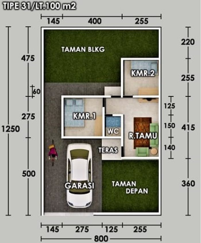 foto denah rumah tipe 31/100 perumahan GRAHA TAMAN KOTA
