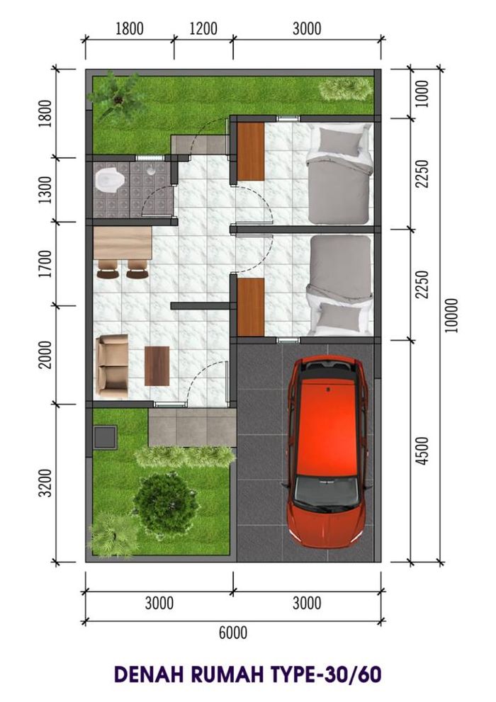 foto denah rumah tipe 30/72 perumahan DORO PUSPA REGENCY