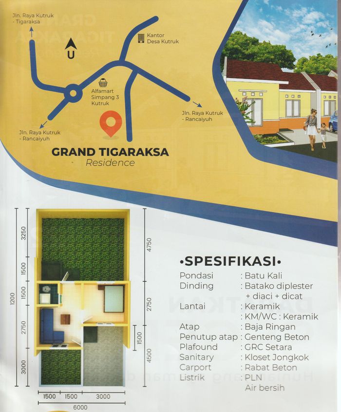 foto denah rumah tipe 22/135 perumahan GRAND TIGARAKSA RESIDENCE