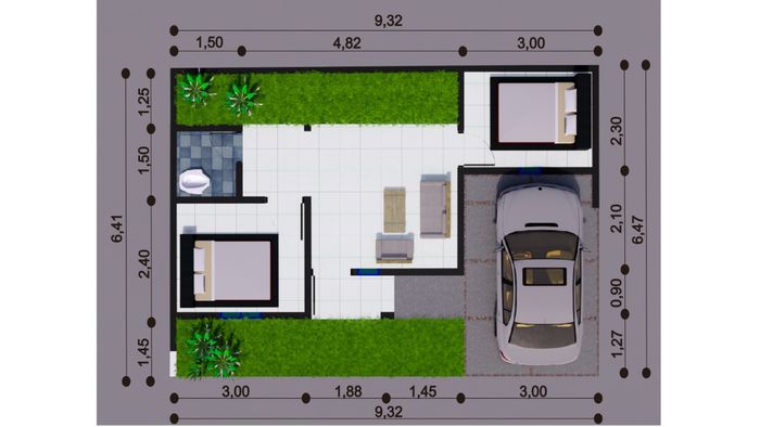 foto denah rumah tipe 30/60 perumahan PURI KAHURIPAN JUNGKE