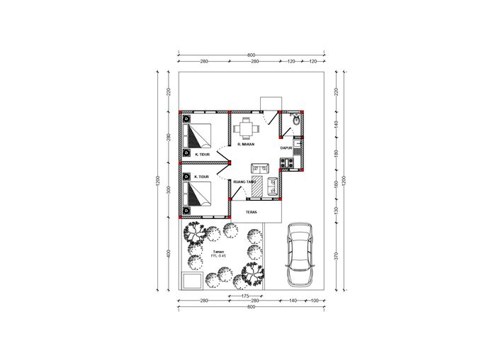 foto denah rumah tipe 36/102 perumahan Tanjung Residence 73 II