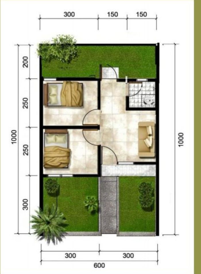 foto denah rumah tipe 30/60 perumahan Wisma Garden