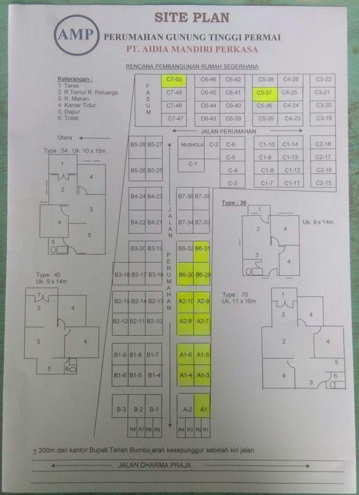 foto denah rumah tipe 36 perumahan GUNUNG TINGGI PERMAI
