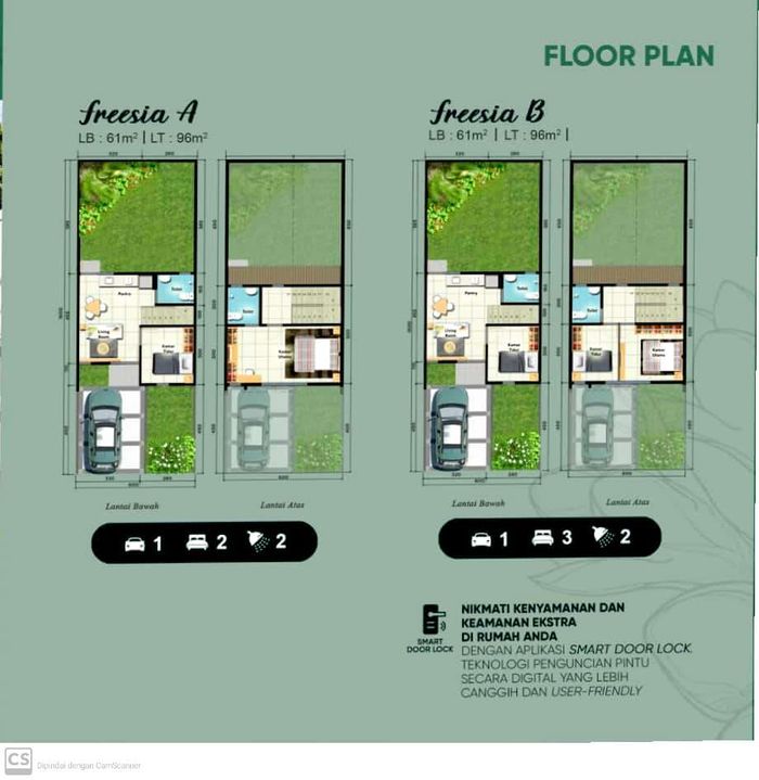 foto denah rumah tipe FREESIA A-BLOK G03 NO 16 perumahan CITRAGARDEN ANEKA
