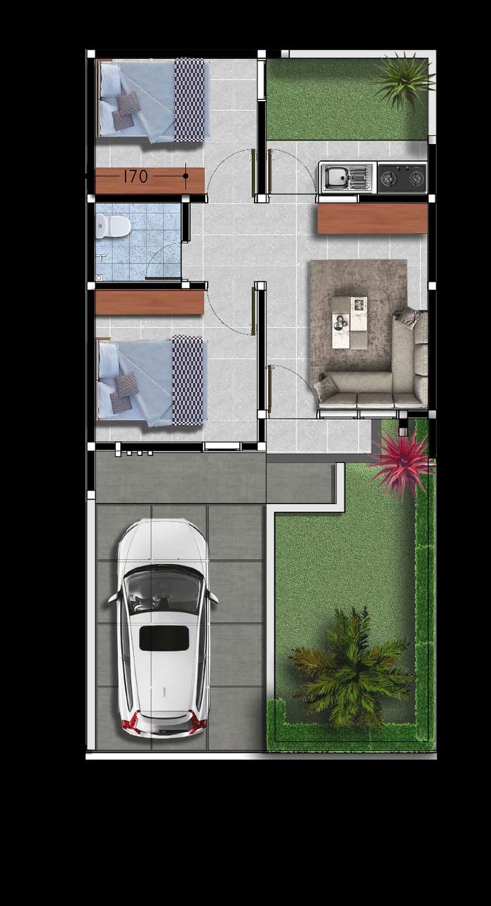 foto denah rumah tipe 36/72 perumahan TOP PUTRA RESIDENCE