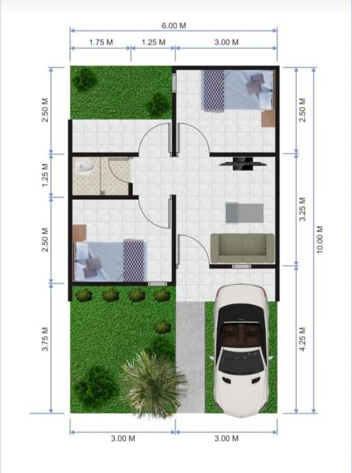 foto denah rumah tipe 30/60 perumahan Mawar Mekar "A" Regency