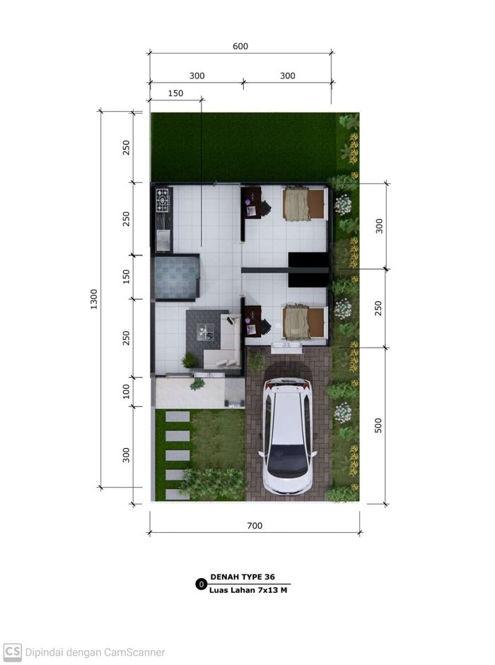 foto denah rumah tipe 36 perumahan QUEENSHA RESIDENCE