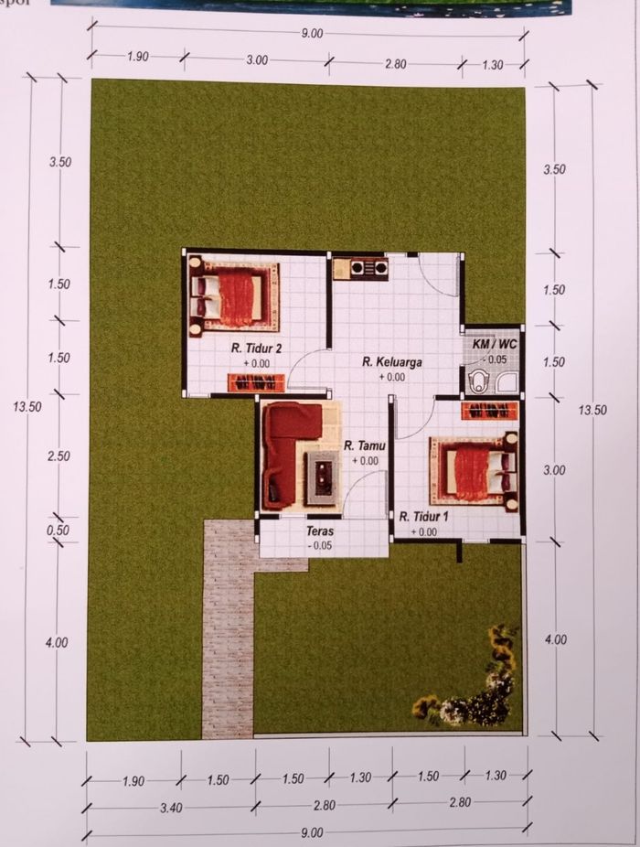 foto denah rumah tipe 36 perumahan GRIYA DUTA KEMBANG SERI