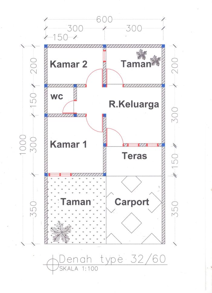 foto denah rumah tipe 32 / 60 perumahan Cikago Residence 1