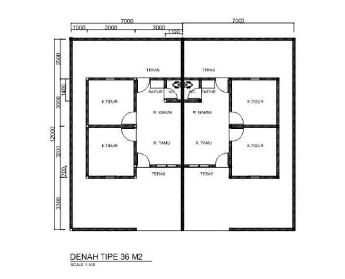 foto denah rumah tipe 36/84 perumahan GRIYA TKBM KUALA TANJUNG