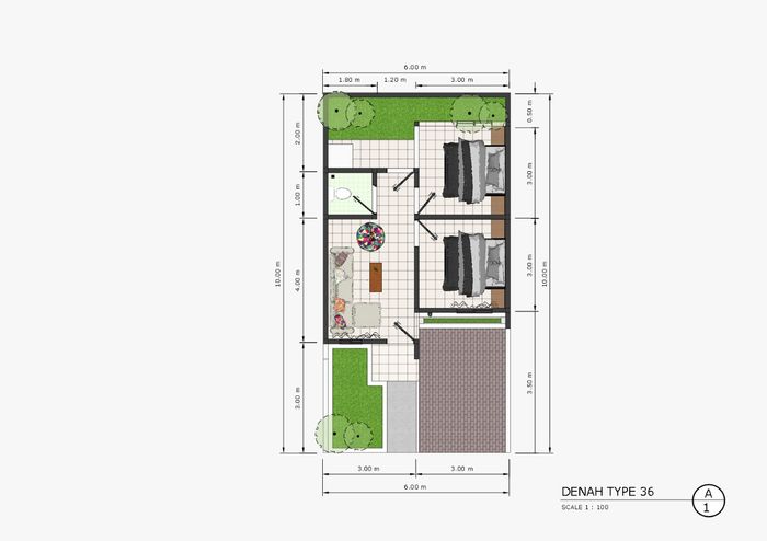 foto denah rumah tipe 30/60 perumahan BUANA BRAJASETRA RESIDENCE