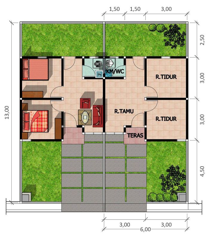 foto denah rumah tipe 36 perumahan GRAND MUTIARA TAHAP II