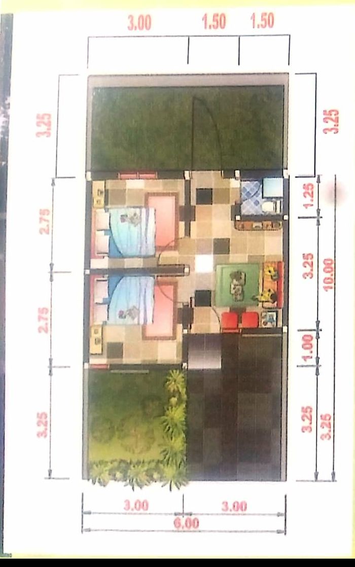 foto denah rumah tipe 30/60 perumahan Perumahan Flamboyan Garden 3