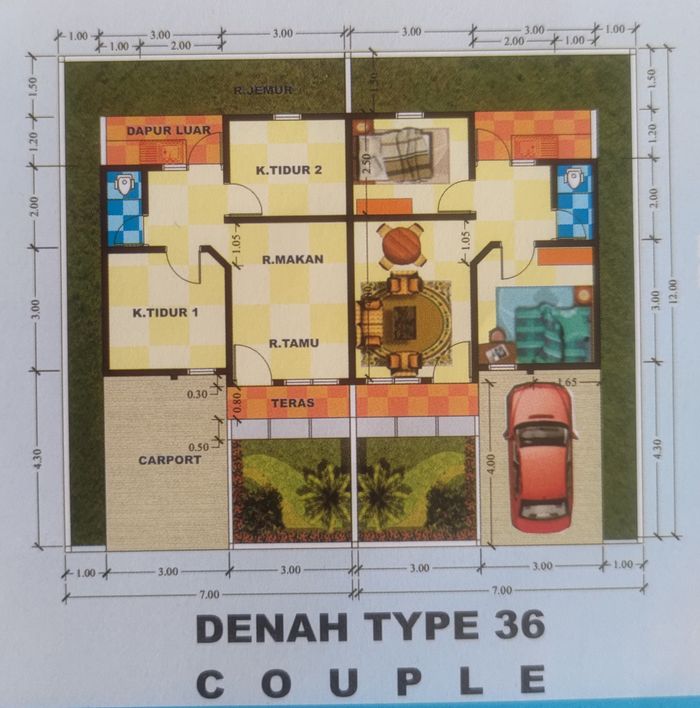 foto denah rumah tipe 36 perumahan Mulia Residence 1