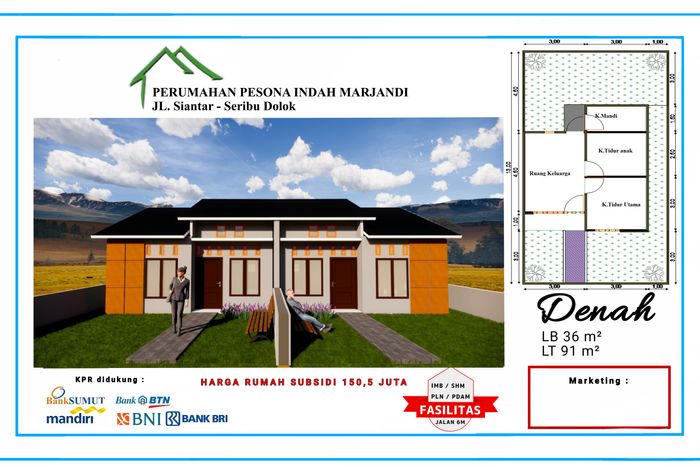 foto tampak rumah tipe 36 perumahan PESONA INDAH PANEI TAHAP II