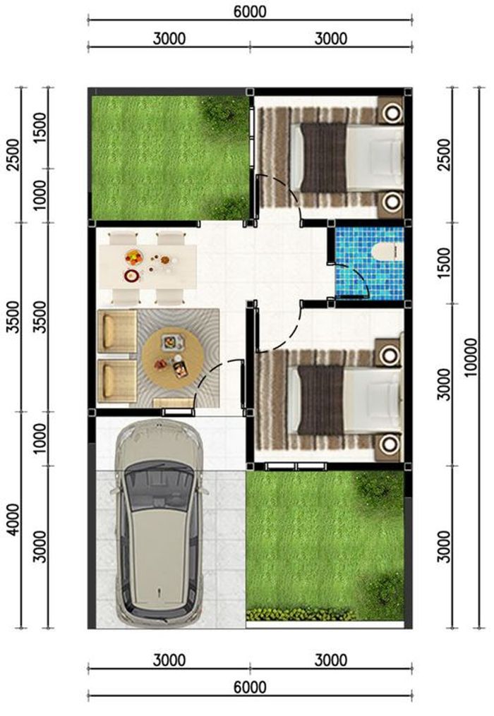 foto denah rumah tipe 36/60 perumahan Mega Permay