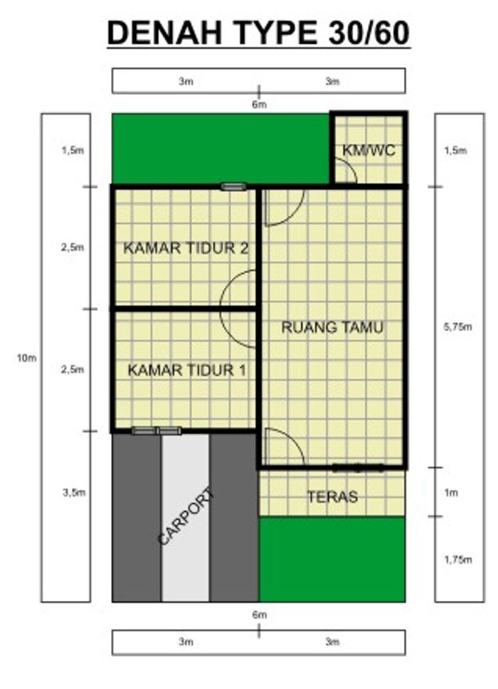 foto denah rumah tipe SUBSIDI perumahan ELHA RAYA LAWANGAJI RESIDENCE