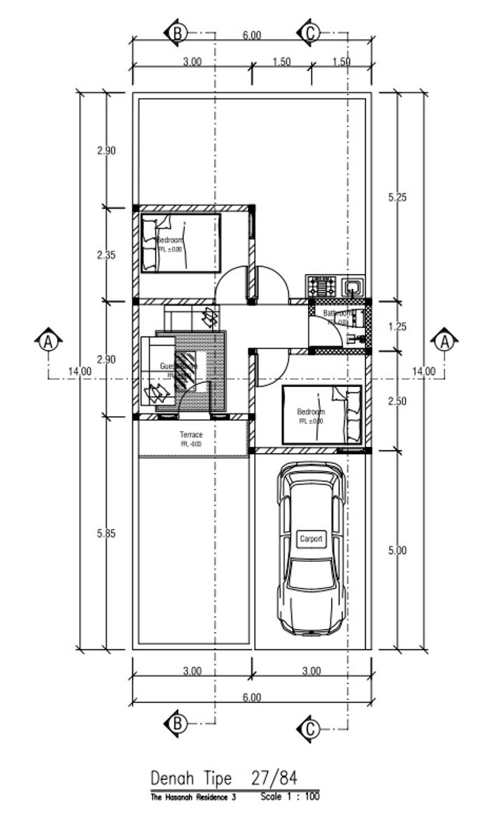 foto denah rumah tipe 27 perumahan The Hasanah Residence 3 (Cluster Adara Park)