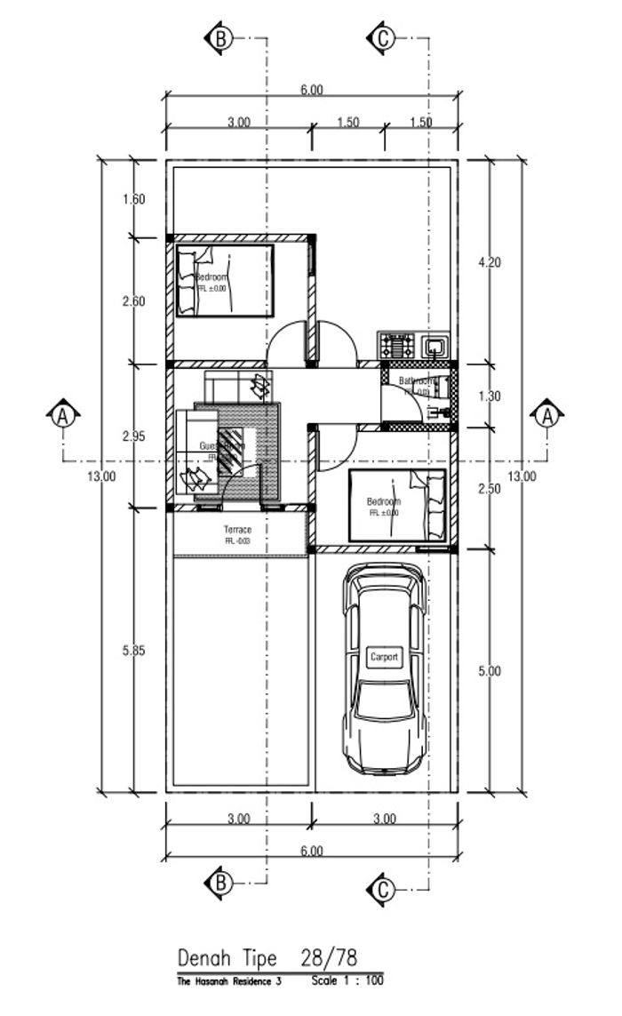 foto denah rumah tipe 28 perumahan The Hasanah Residence 3 (Cluster Adara Park)