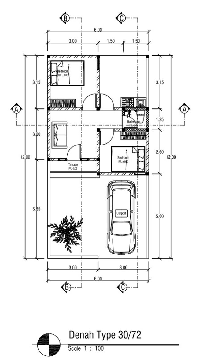 foto denah rumah tipe 30 perumahan The Hasanah Residence 3 (Cluster Adara Park)