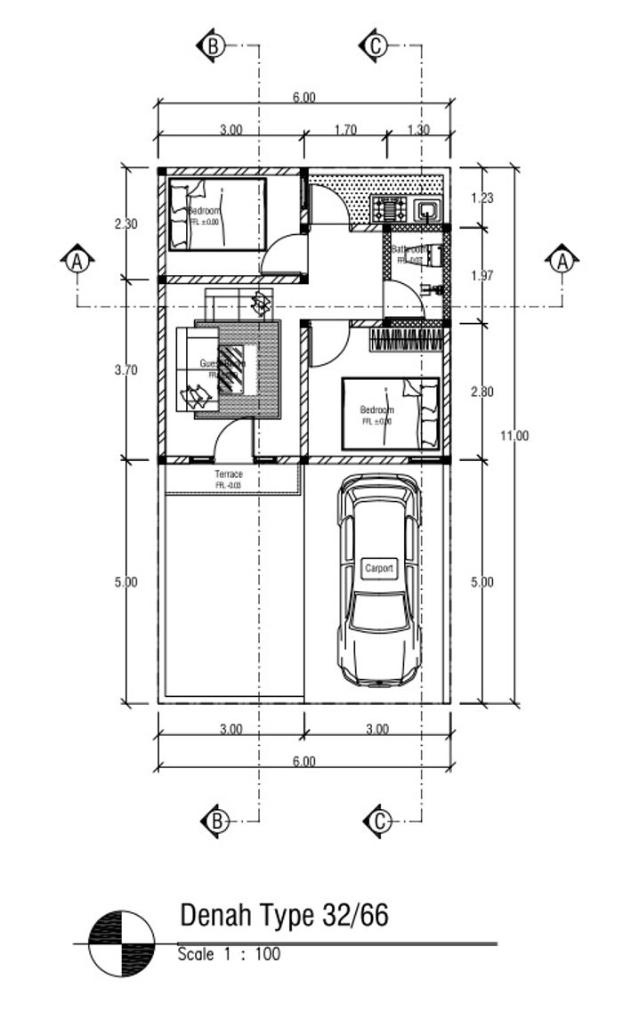 foto denah rumah tipe 32 perumahan The Hasanah Residence 3 (Cluster Adara Park)