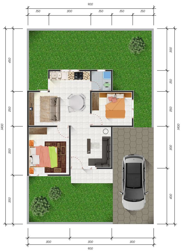 foto denah rumah tipe 45 perumahan PERUM JANNATI #3 BHAYANGKARA RESIDENCE KOYA KOSO