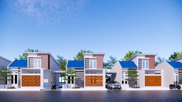 foto tampak rumah tipe 56 + MEZANINE perumahan PERUM JANNATI #3 BHAYANGKARA RESIDENCE KOYA KOSO