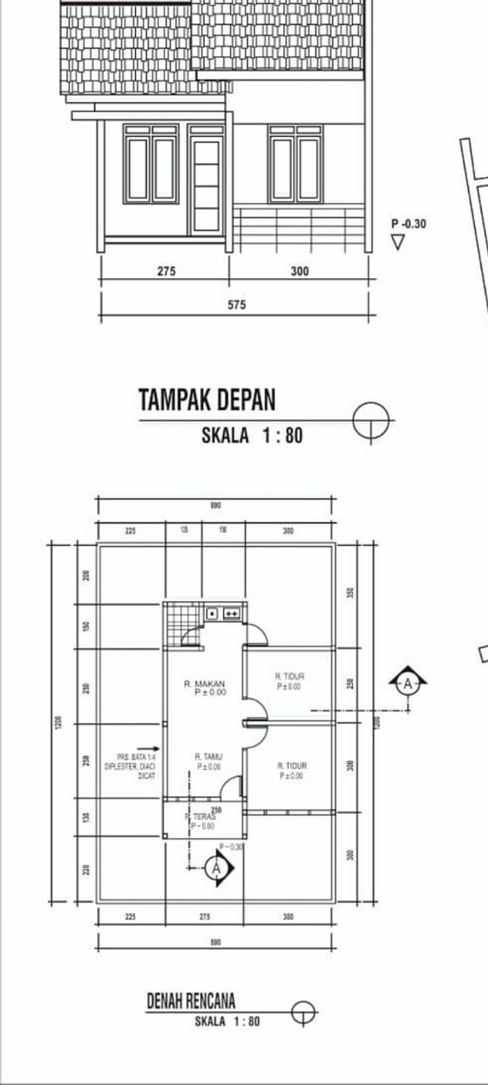 foto denah rumah tipe SUBSIDI perumahan ADENA RAYA KETAPING 2