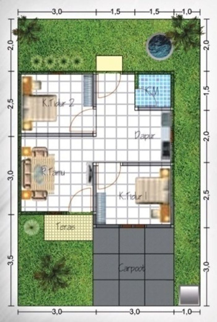 foto denah rumah tipe 36 perumahan GADING PALM