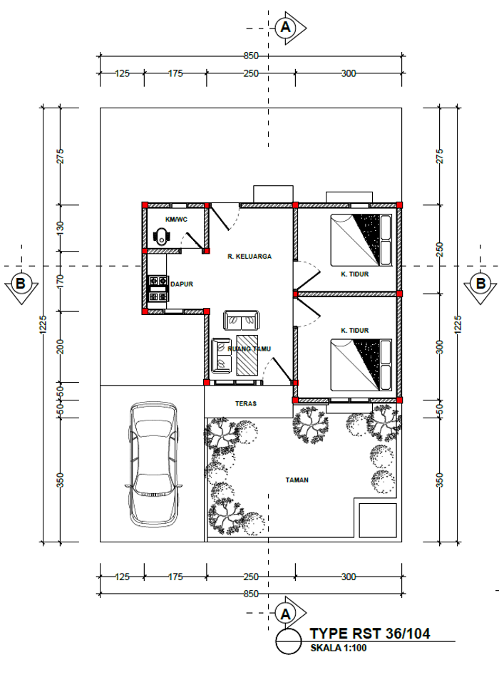 foto denah rumah tipe 36 perumahan TYAGA RESIDENCE