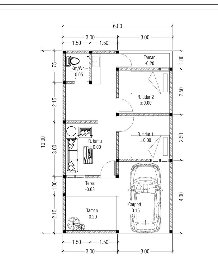 foto denah rumah tipe 36 perumahan Queen GARDENIA 2 ROSE
