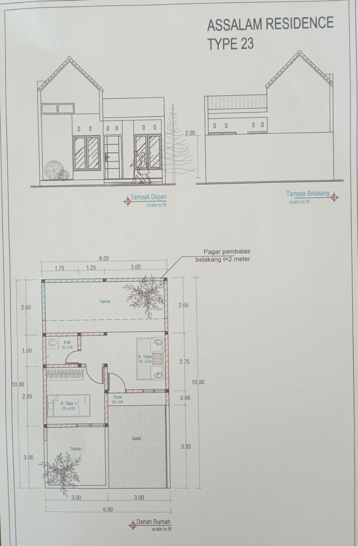 foto denah rumah tipe 23/60 perumahan ASSALAM RESIDENCE