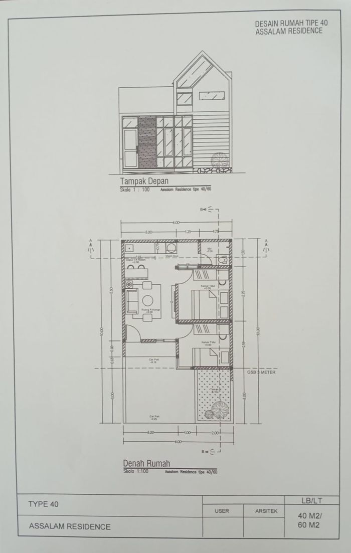 foto denah rumah tipe 40/60 perumahan ASSALAM RESIDENCE