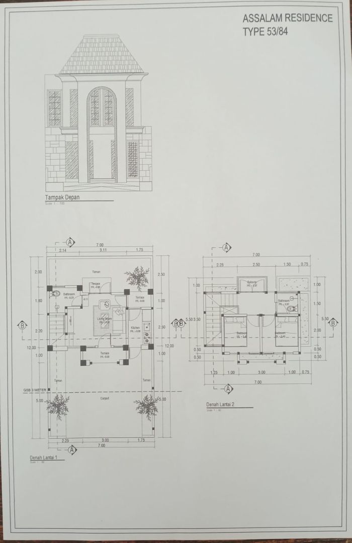 foto denah rumah tipe 53/84 perumahan ASSALAM RESIDENCE