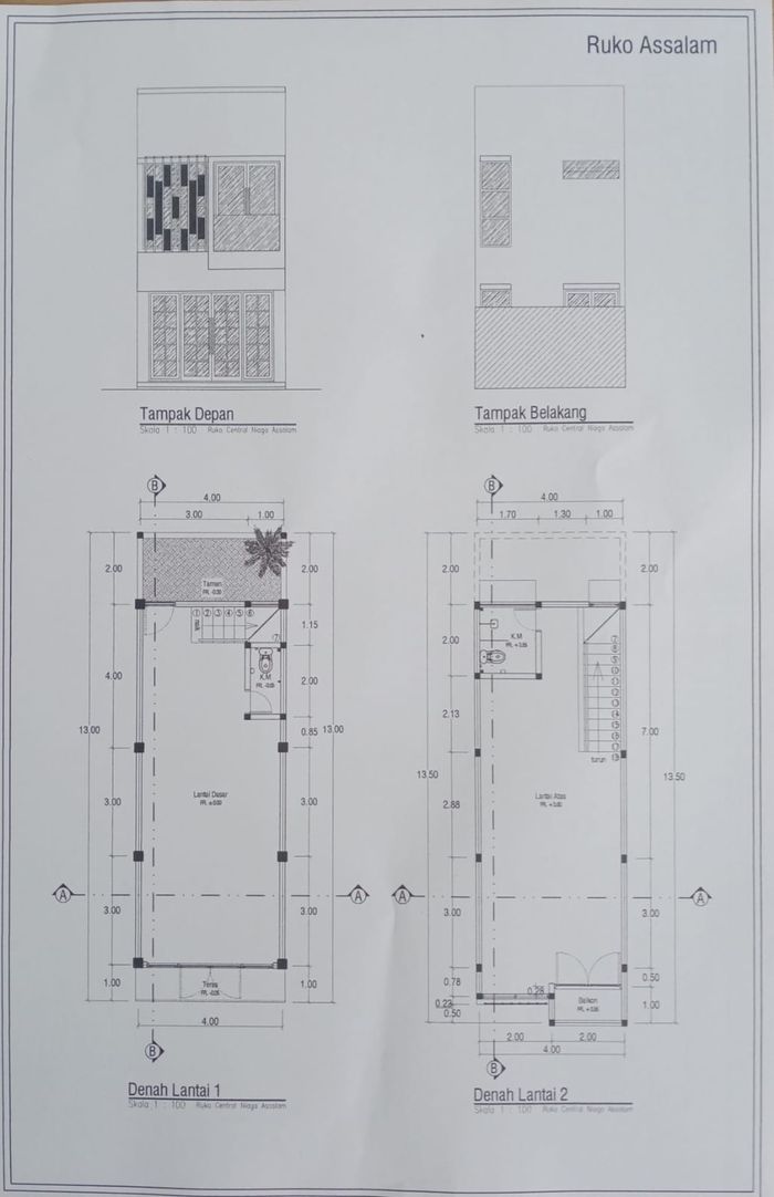foto denah rumah tipe RUKO 104/52 perumahan ASSALAM RESIDENCE