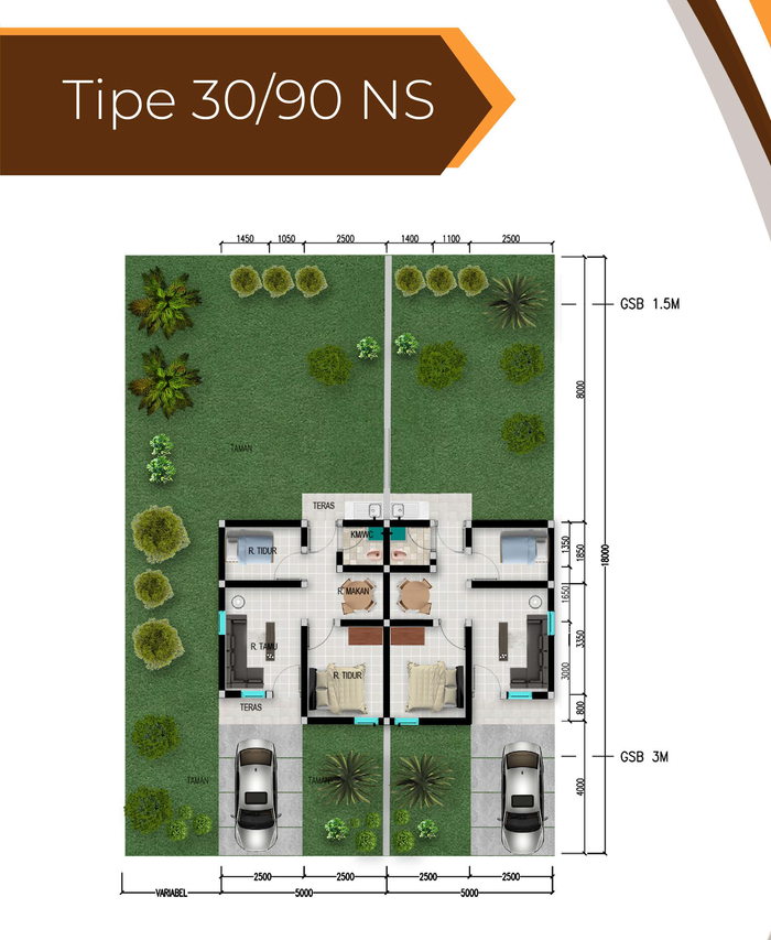 foto denah rumah tipe 30/90 NS perumahan Balai City & Garden