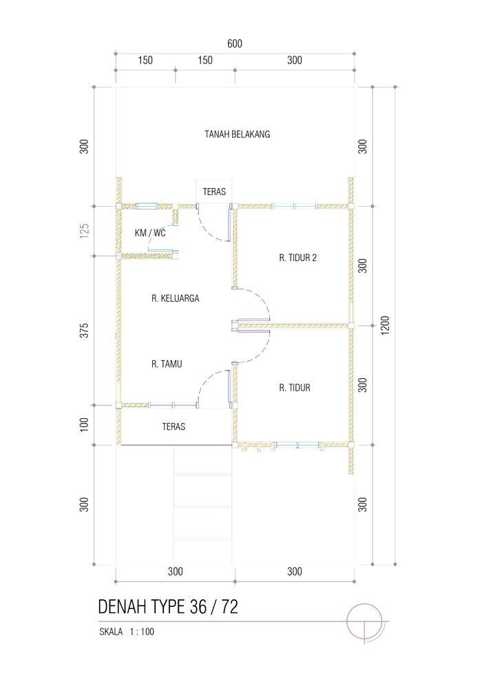 foto denah rumah tipe 36/72 perumahan Perumahan Teratai Industrial Residence