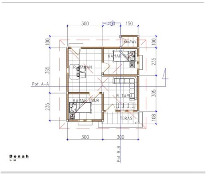 foto denah rumah tipe 36/109 perumahan Shafa Marwah