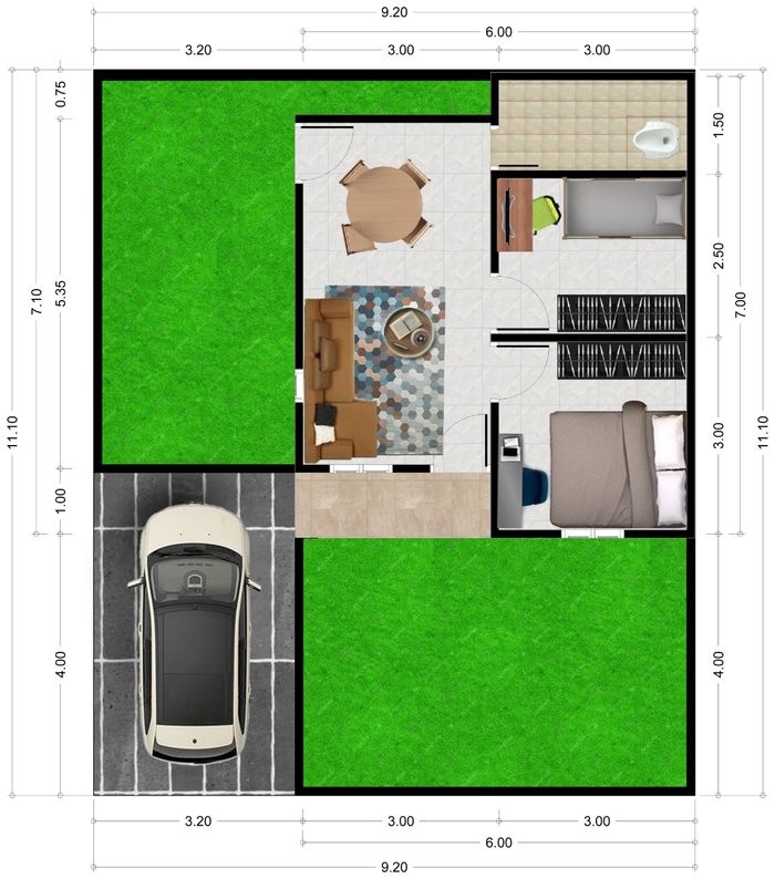 foto denah rumah tipe 36/100 perumahan PERMATA JAMBI