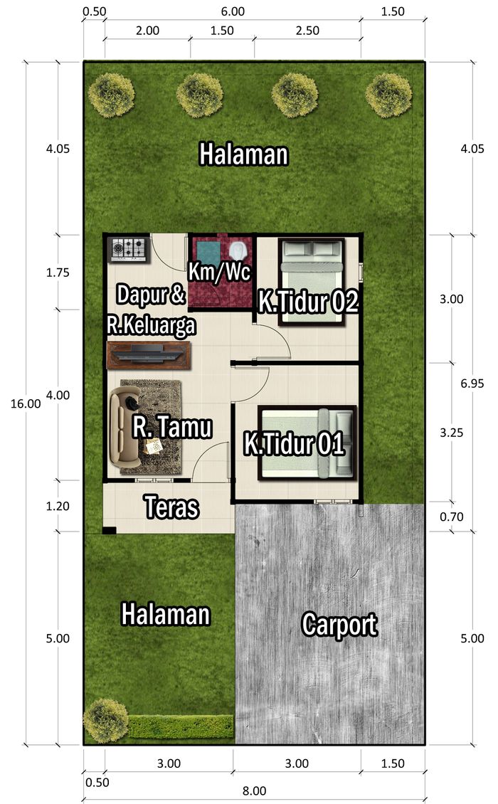 foto denah rumah tipe 36 perumahan HARMONY RESIDENCE