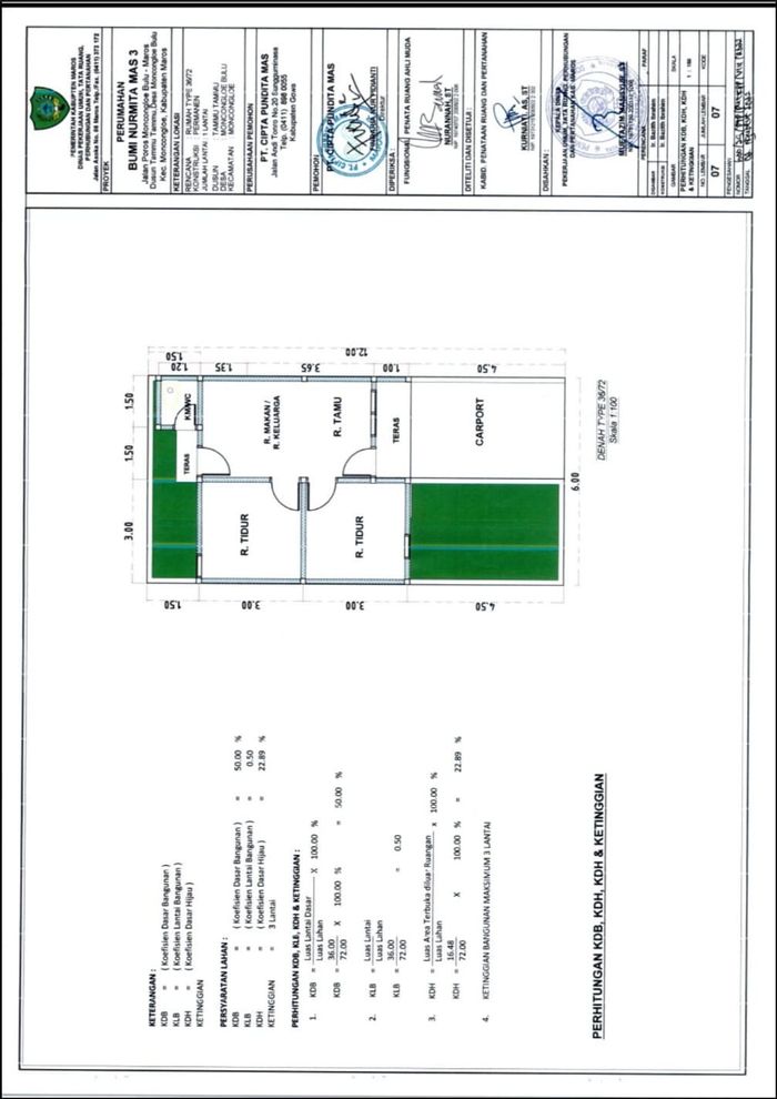 foto denah rumah tipe 36/72 perumahan BUMI NURMITA MAS 2