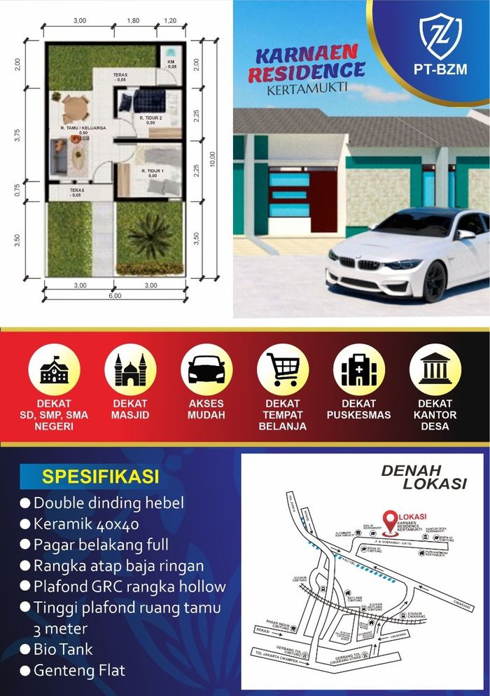 foto denah rumah tipe 30/60 perumahan Karnaen residence