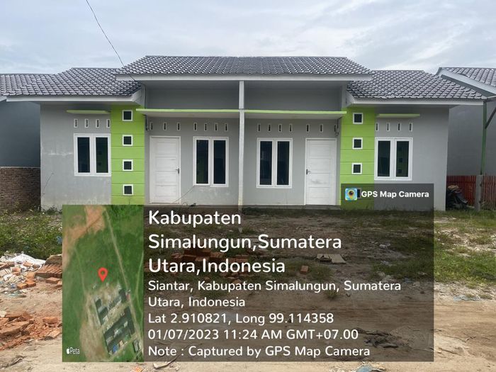 foto tampak rumah tipe 36 perumahan Greenland Asri Parbalogan