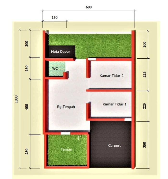 foto denah rumah tipe 30/60 perumahan AL FAATIHAH RESIDENCE