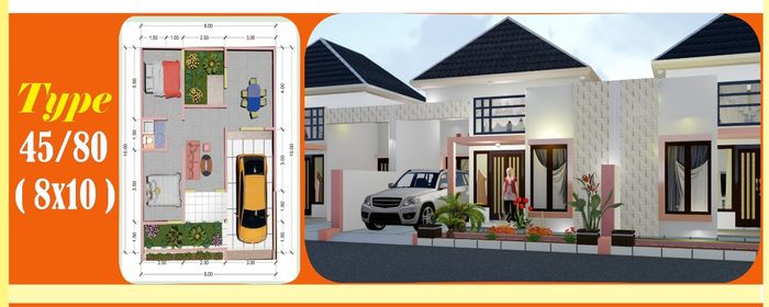 foto denah rumah tipe 45/80 perumahan BUMI MAJAPAHIT