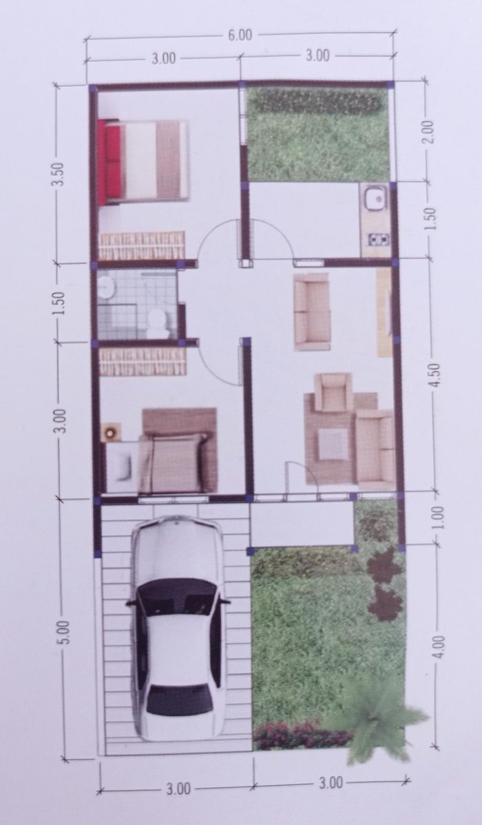 foto denah rumah tipe 42/78 perumahan VERONA HILLS CLUSTER VIOLET