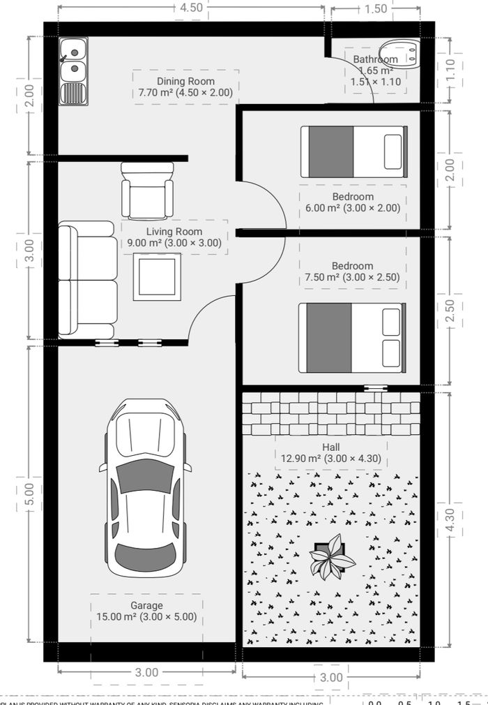 foto denah rumah tipe 30/60 perumahan SAMARA JAYA