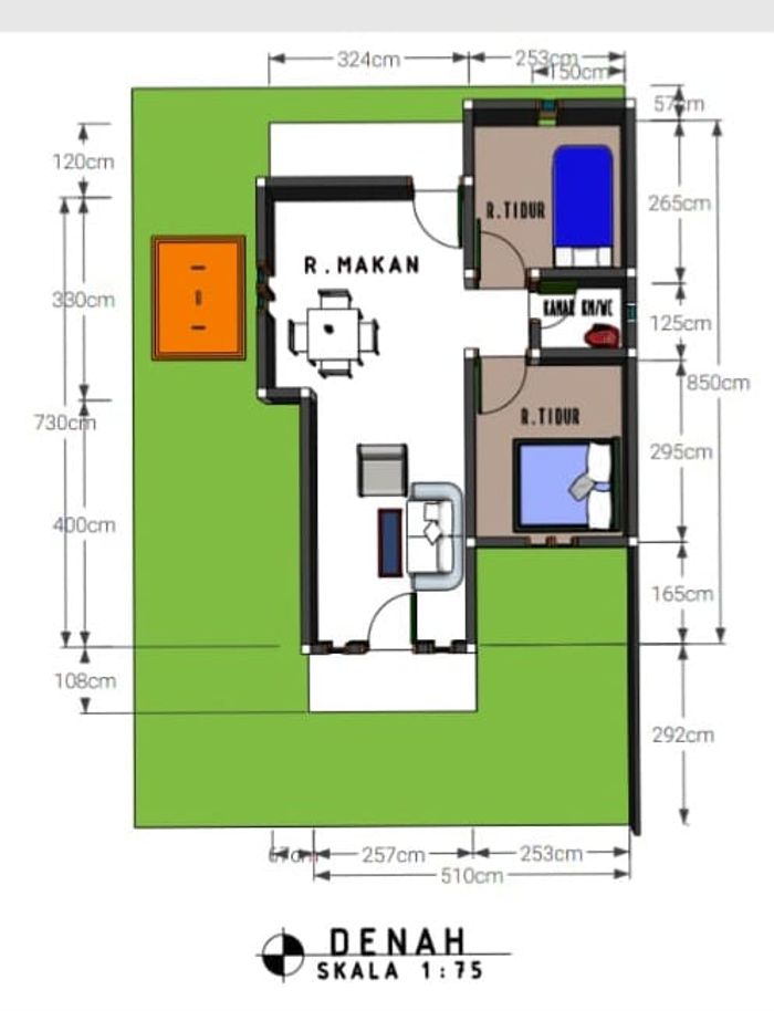foto denah rumah tipe 36/96 perumahan GERBANG ARFAI INDAH TAHAP 2