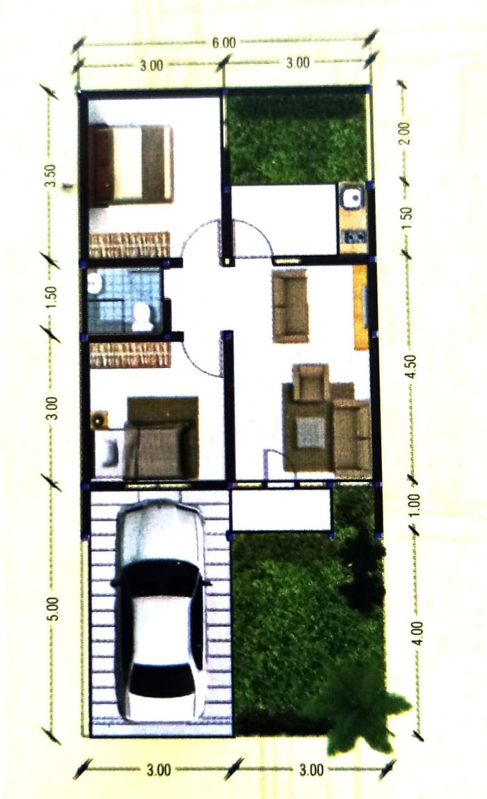 foto denah rumah tipe 42/78 perumahan VERONA HILLS CLUSTER VIOLET 3